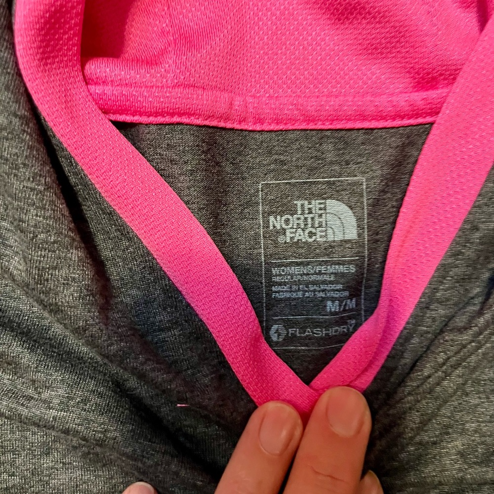 The North Face Gray Hoodie with Pink Trim - Picture 2 of 2